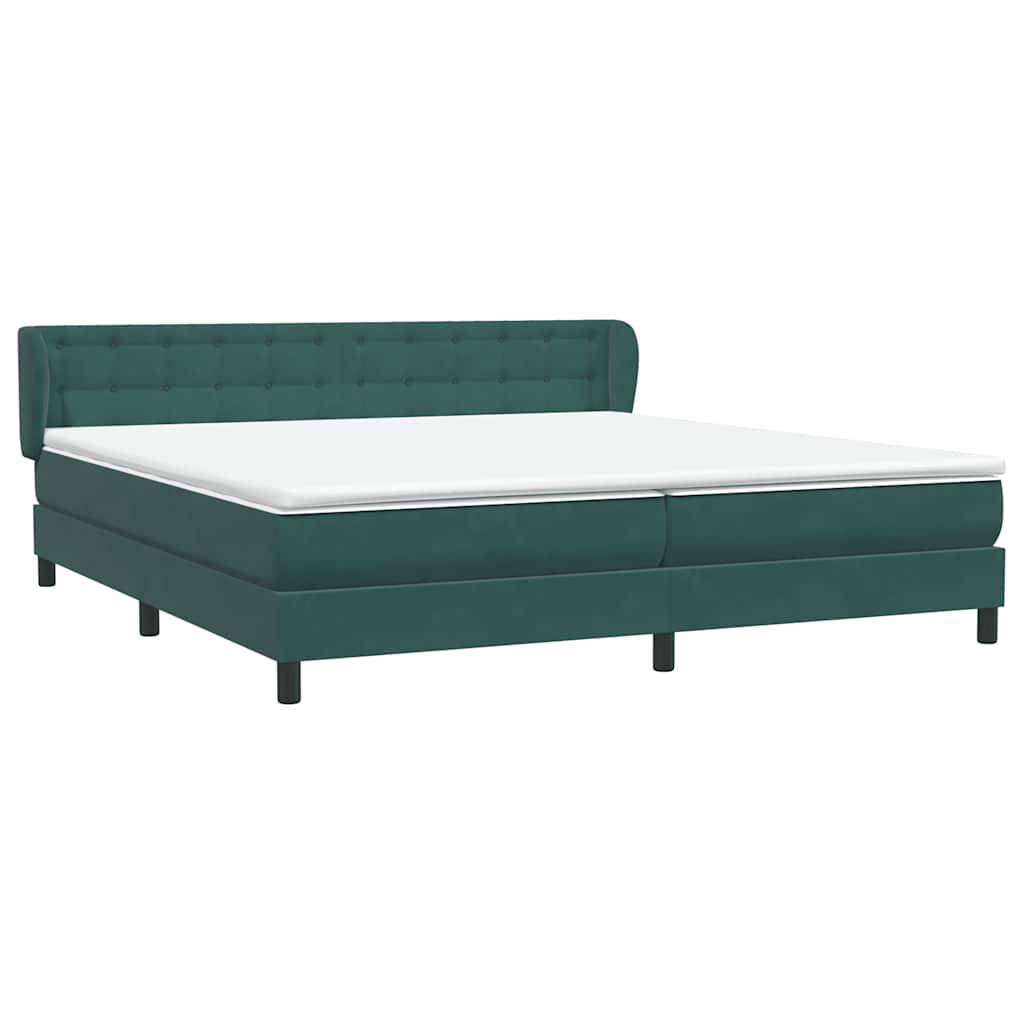 vidaXL Boxspringbett mit Matratzen Dunkelgrün 180x220 cm Samt