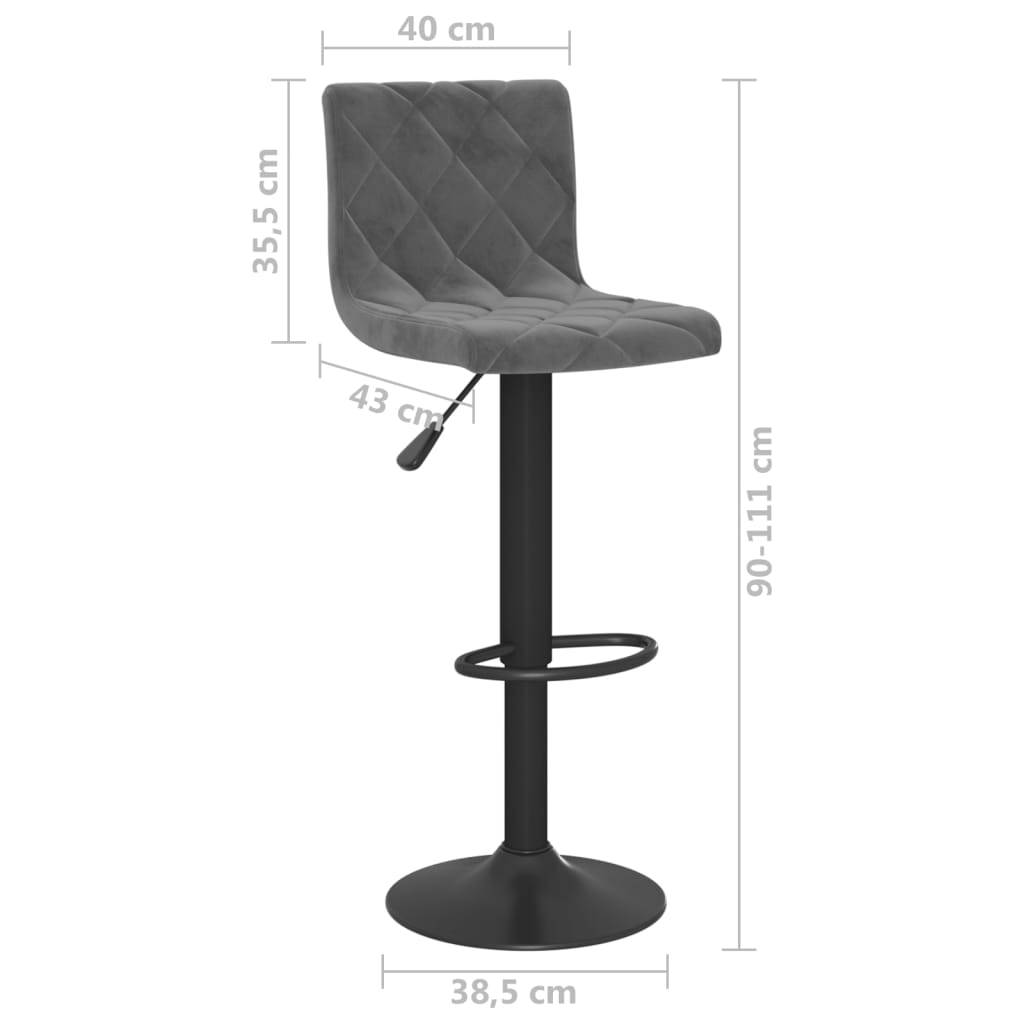 vidaXL Barhocker 2 Stk. Dunkelgrau Samt