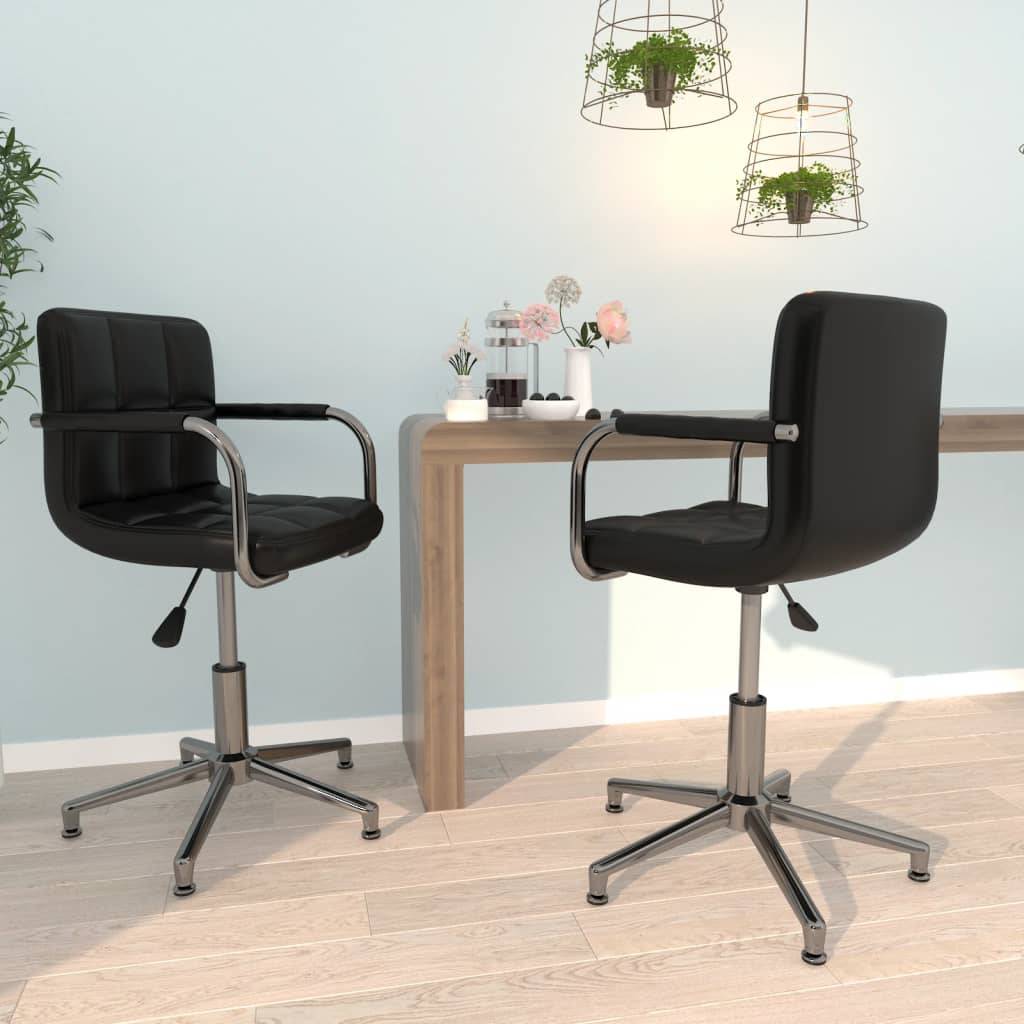 vidaXL Esszimmerstühle 2 Stk. Drehbar Schwarz Kunstleder