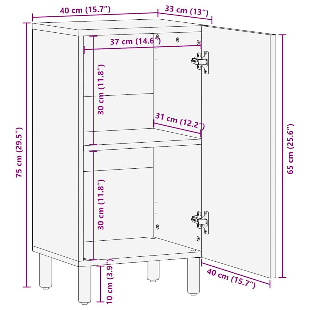 vidaXL Sideboard Braun 40x33x75 cm Massivholz Mango