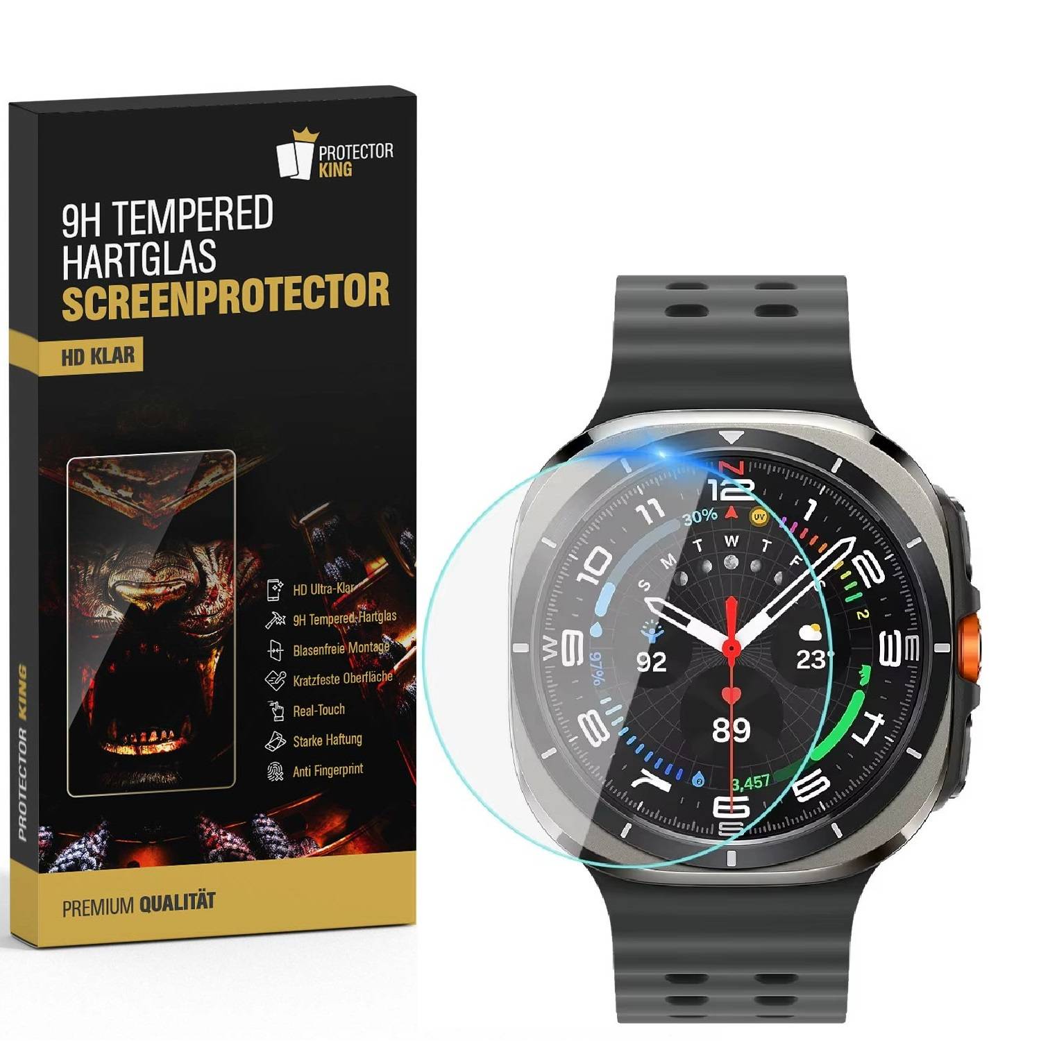 2x 9H Panzerglas für Samsung Galaxy Watch Ultra 47 mm HD KLAR echtes Tempered Glass Panzerfolie Displayschutz Schutzglas Hartglas Schutzfolie