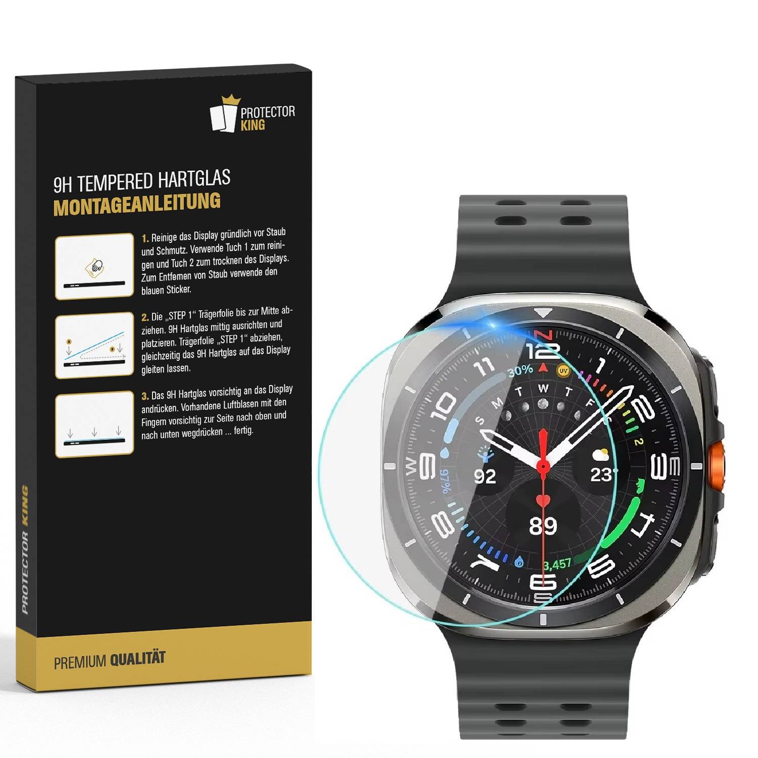 2x 9H Panzerglas für Samsung Galaxy Watch Ultra 47 mm HD KLAR echtes Tempered Glass Panzerfolie Displayschutz Schutzglas Hartglas Schutzfolie