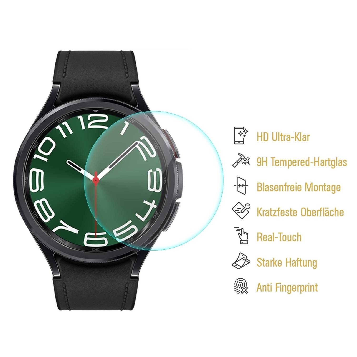 2x 9H Panzerglas für Samsung Galaxy Watch 7 44 mm HD KLAR echtes Tempered Glass Panzerfolie Displayschutz Schutzglas Hartglas Schutzfolie