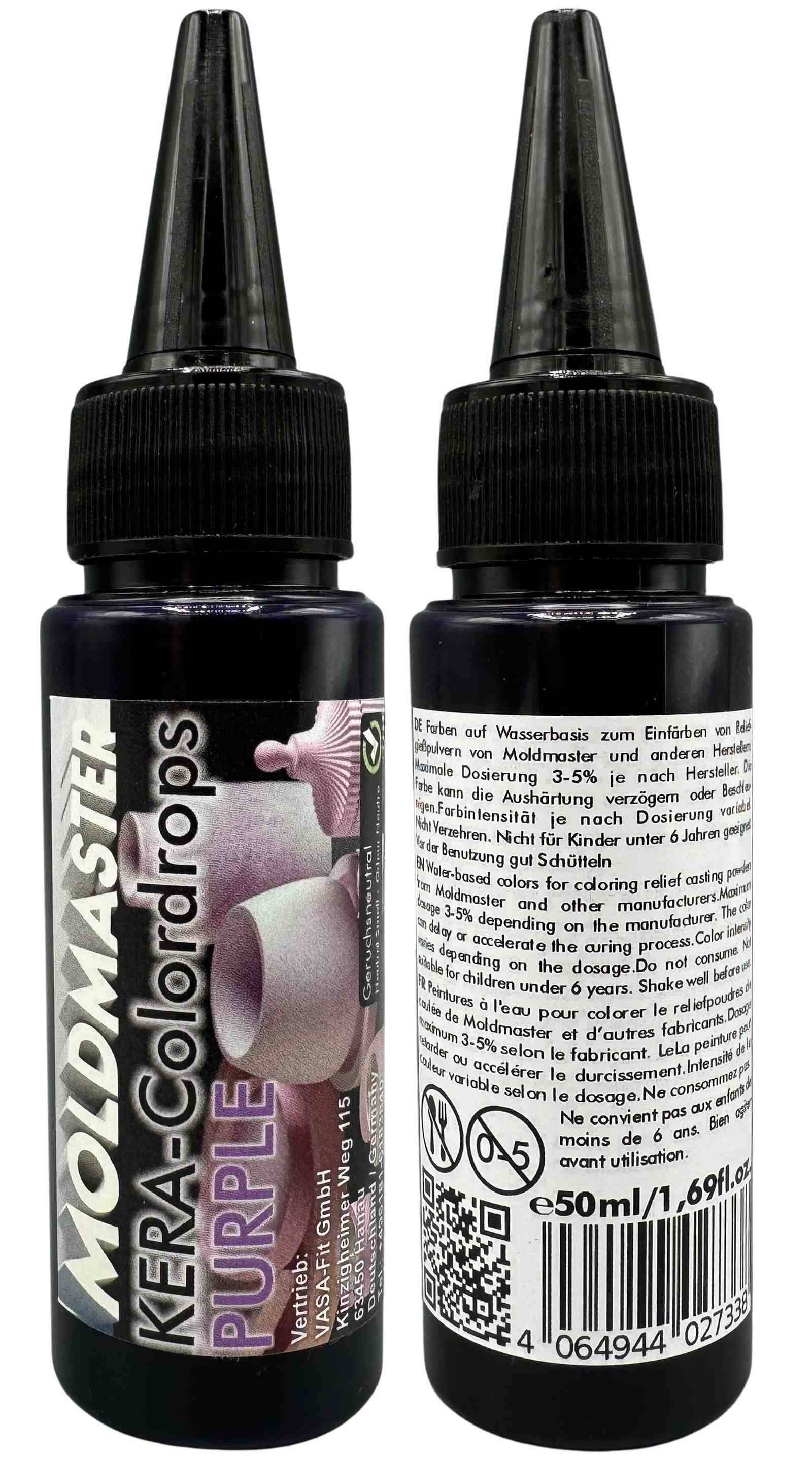 KERA-Colordrops-MoldMaster-PURPLE, 50ml Extrem hoch konzentrierte Pigment Farbpaste Farbmittel für Gießpulver, Gips, Wandfarben auf Wasserbasis