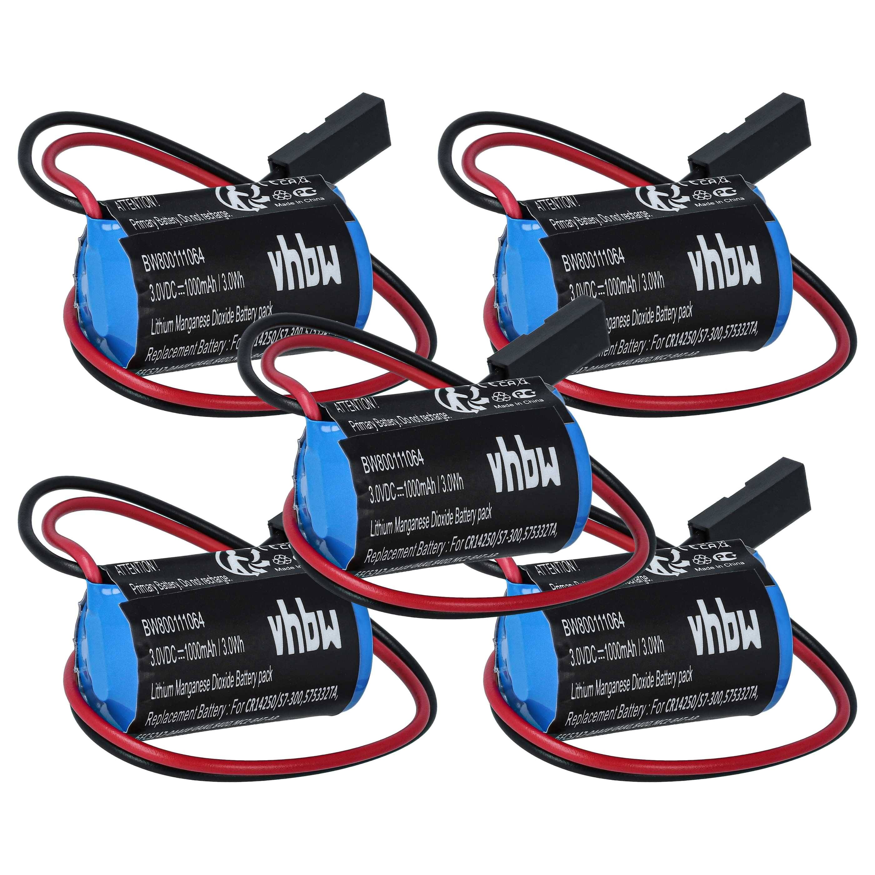 vhbw 5x Batterie Ersatz für Siemens 6FC5247-0AA18-0AA0, 6ES7-9711AA00-0AA0, 6FC52470AA180AA0 für Steuereinheit (900 mAh, 3 V, Li-MnO2)