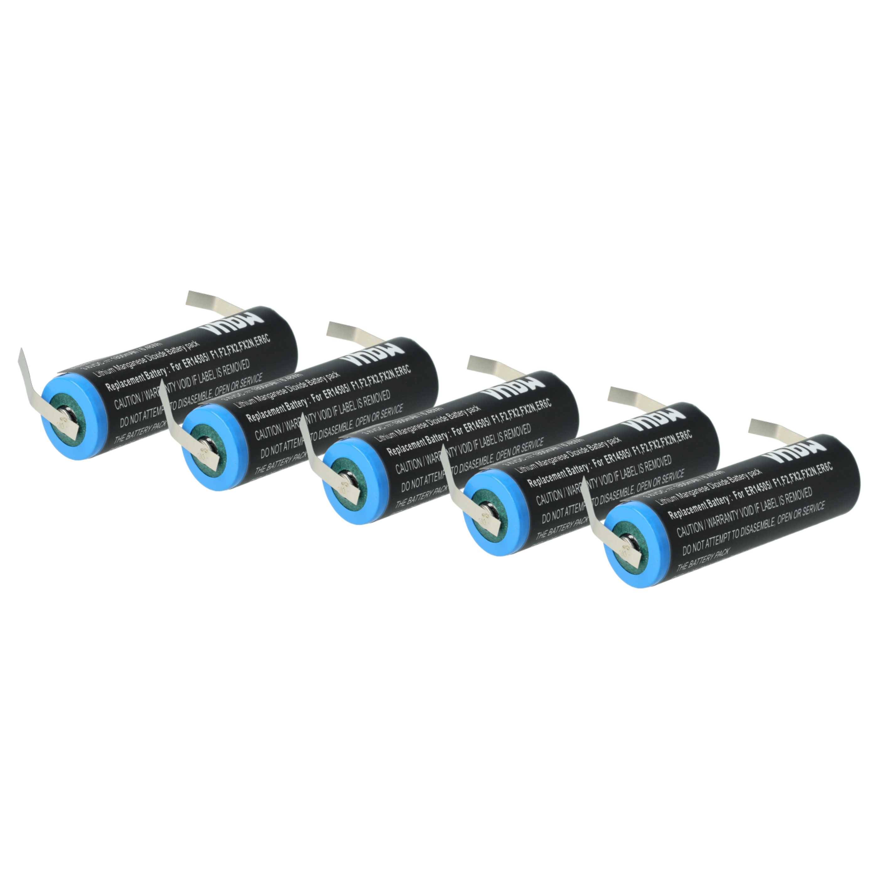 vhbw 5x Batterie Ersatz für Maxell ER6C für PLC Programmable Logic Controller (1800 mAh, 3,6 V, Li-MnO2)