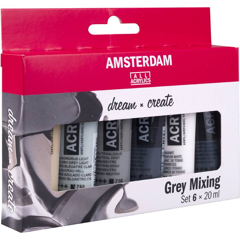 ROYAL TALENS Acrylfarbe AMSTERDAM graues Mischset, 6 x 20 ml