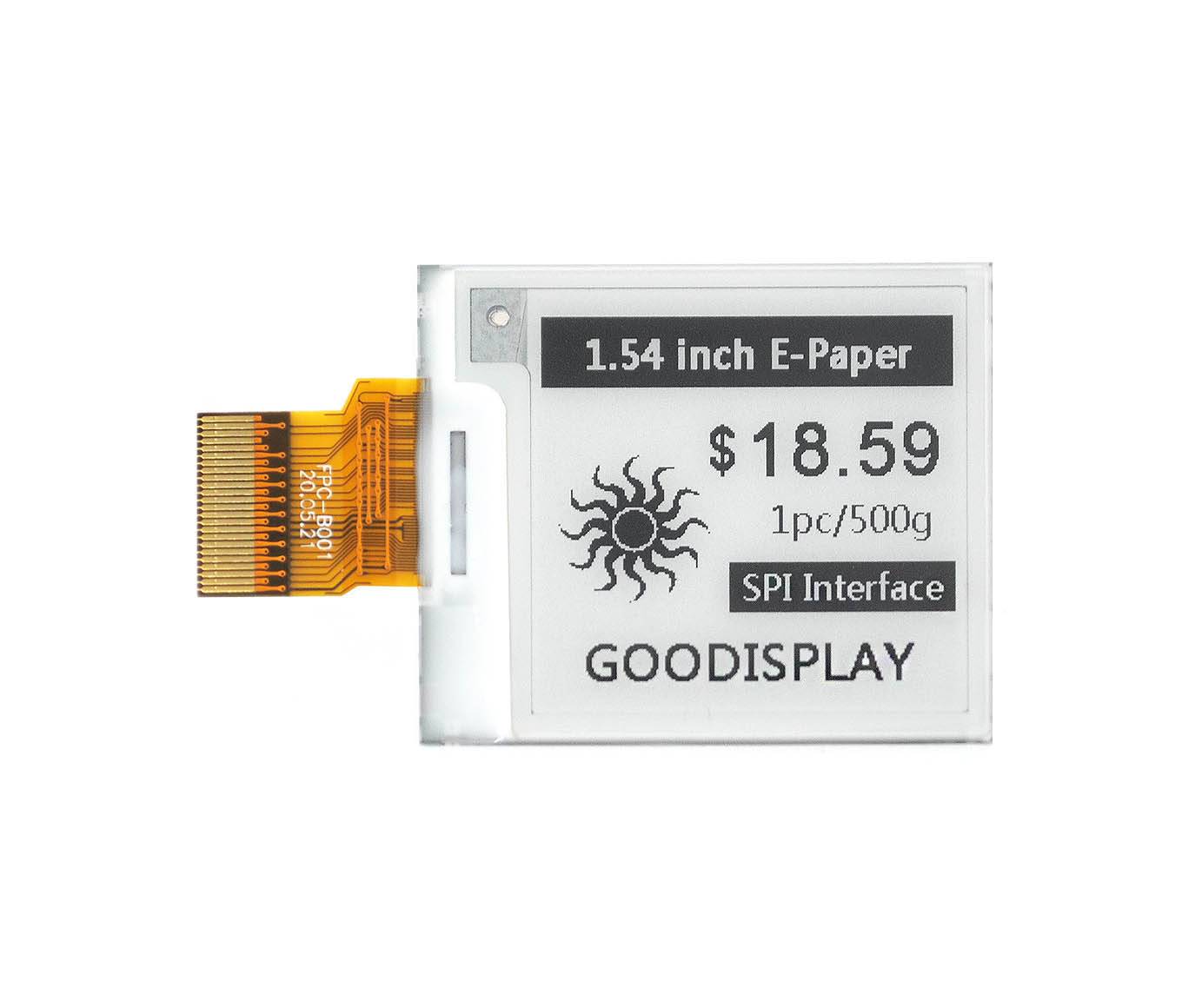 GooDisplay 1.54inch 200x200 Dot Matrix E-ink Display GDEY0154D67