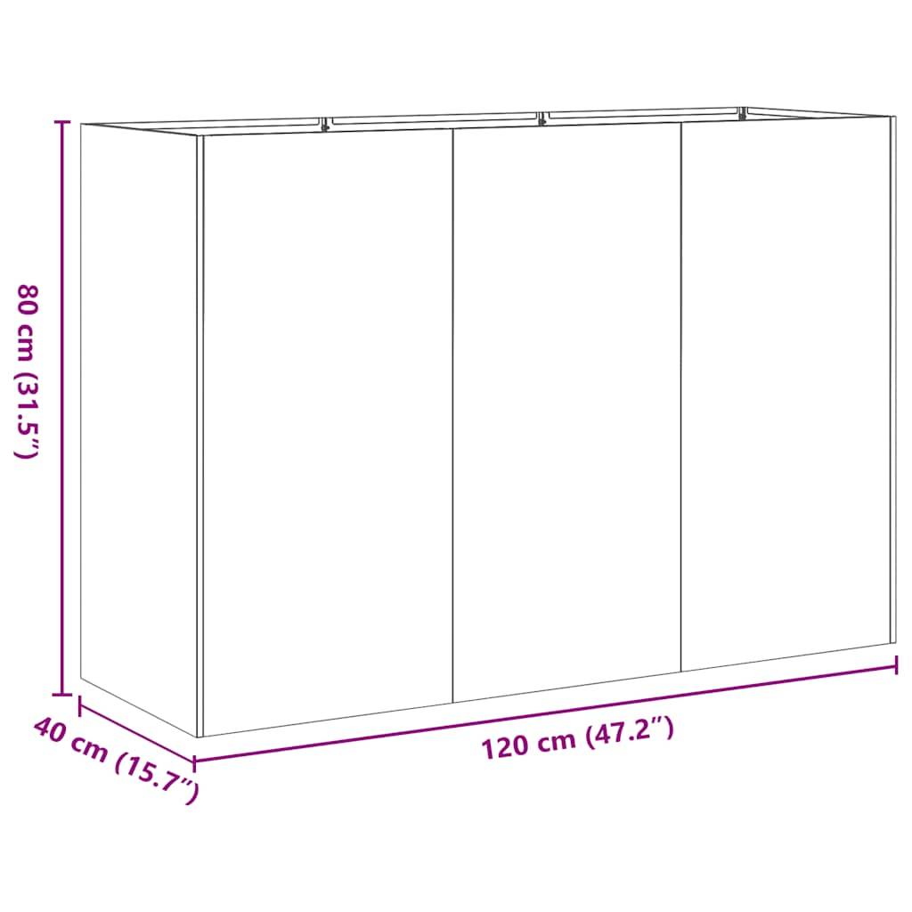 vidaXL Pflanzkübel Schwarz 120x40x80 cm Kaltgewalzter Stahl