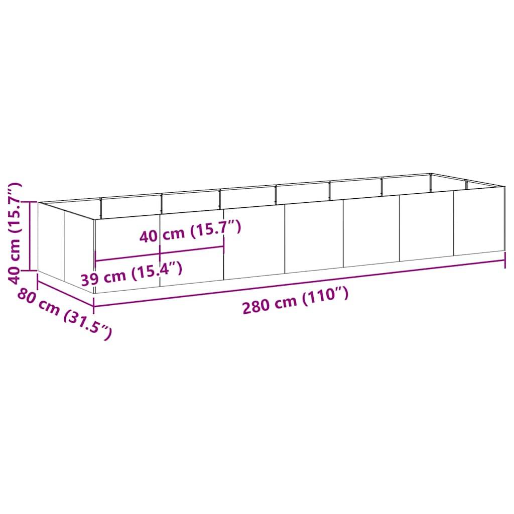vidaXL Pflanzkübel 280x80x40 cm Verzinkter Stahl