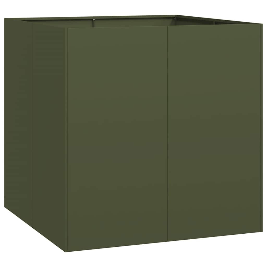 vidaXL Pflanzgefäß Olivgrün 80x80x80 cm Stahl