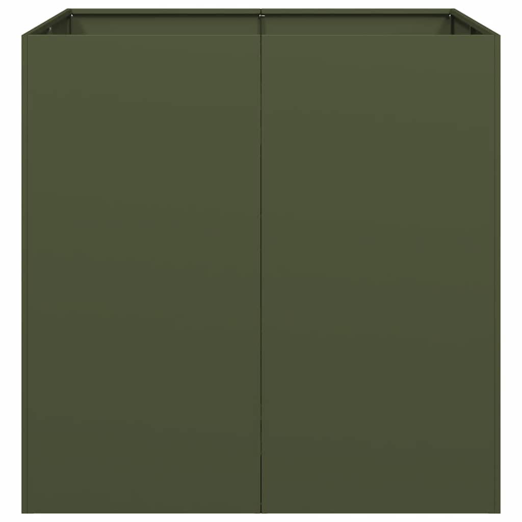 vidaXL Pflanzgefäß Olivgrün 80x80x80 cm Stahl