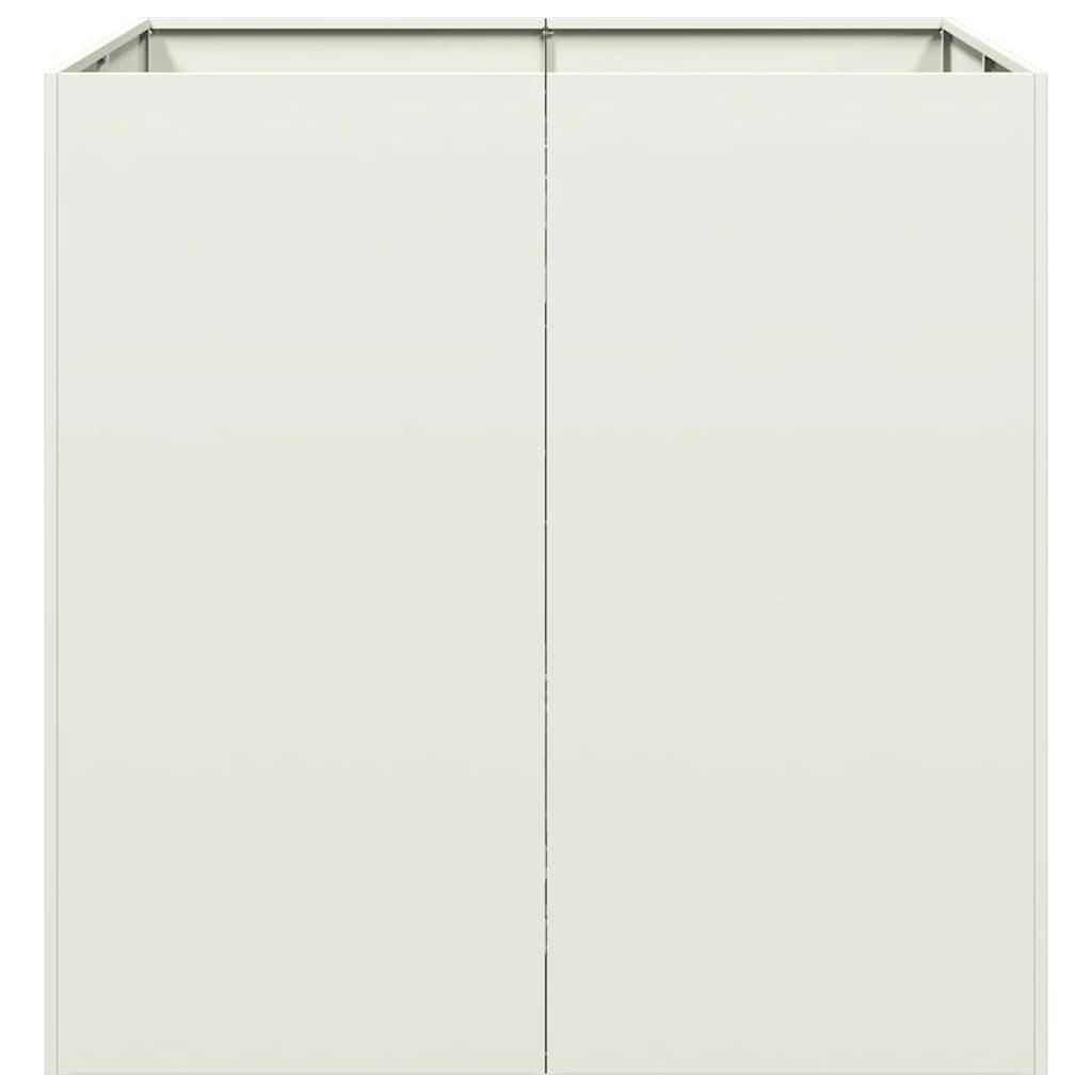 vidaXL Pflanzgefäß Weiß 80x80x80 cm Stahl