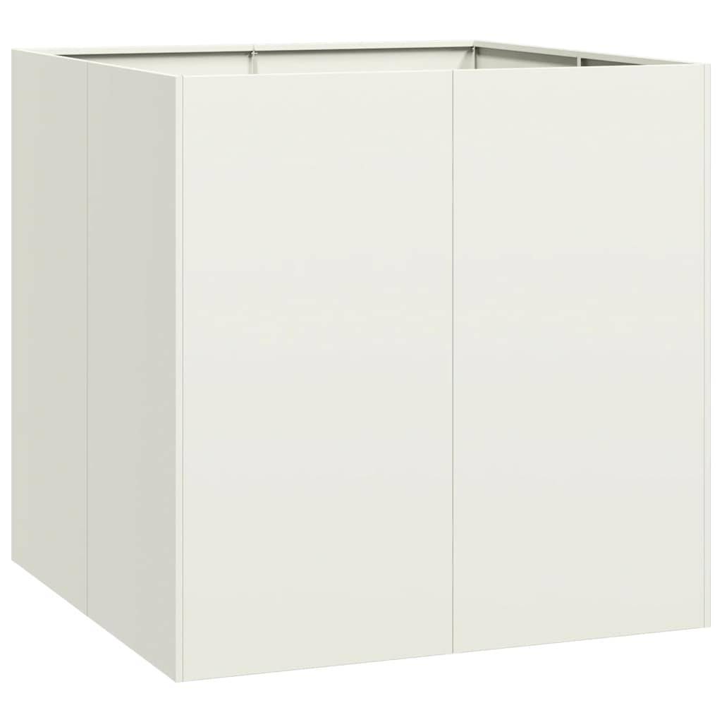 vidaXL Pflanzgefäß Weiß 80x80x80 cm Stahl