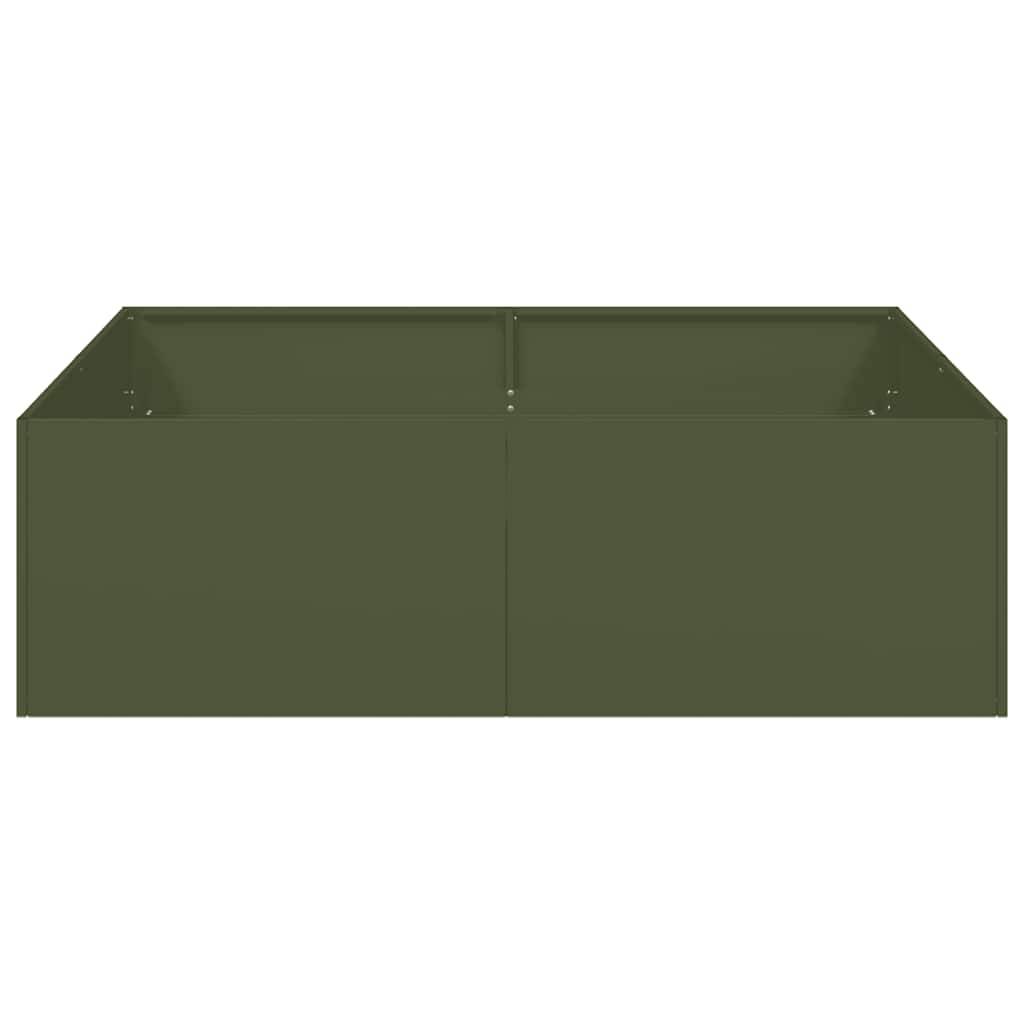 vidaXL Pflanzkübel Olivgrün 100x100x30 cm Stahl