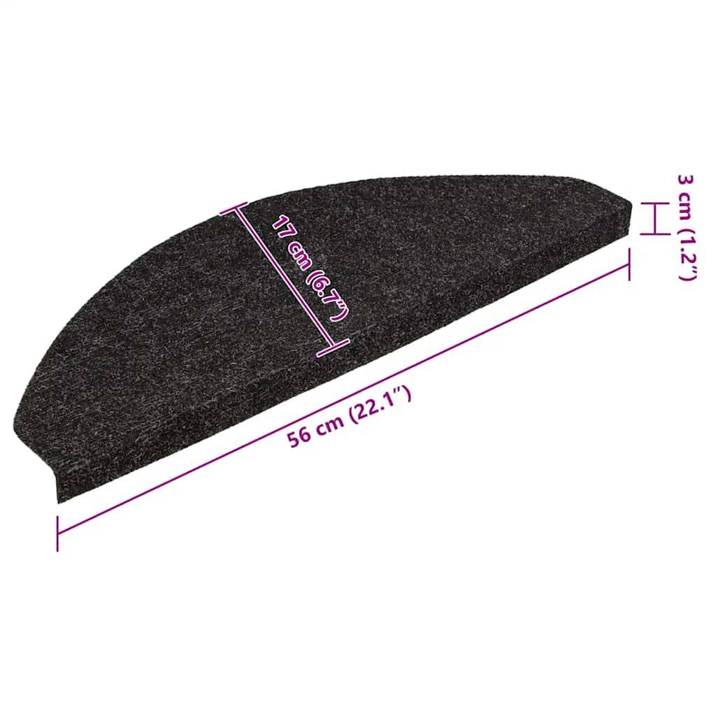 vidaXL Stufenmatten Selbstklebend 30 Stk. Schwarz 56x17x3 cm