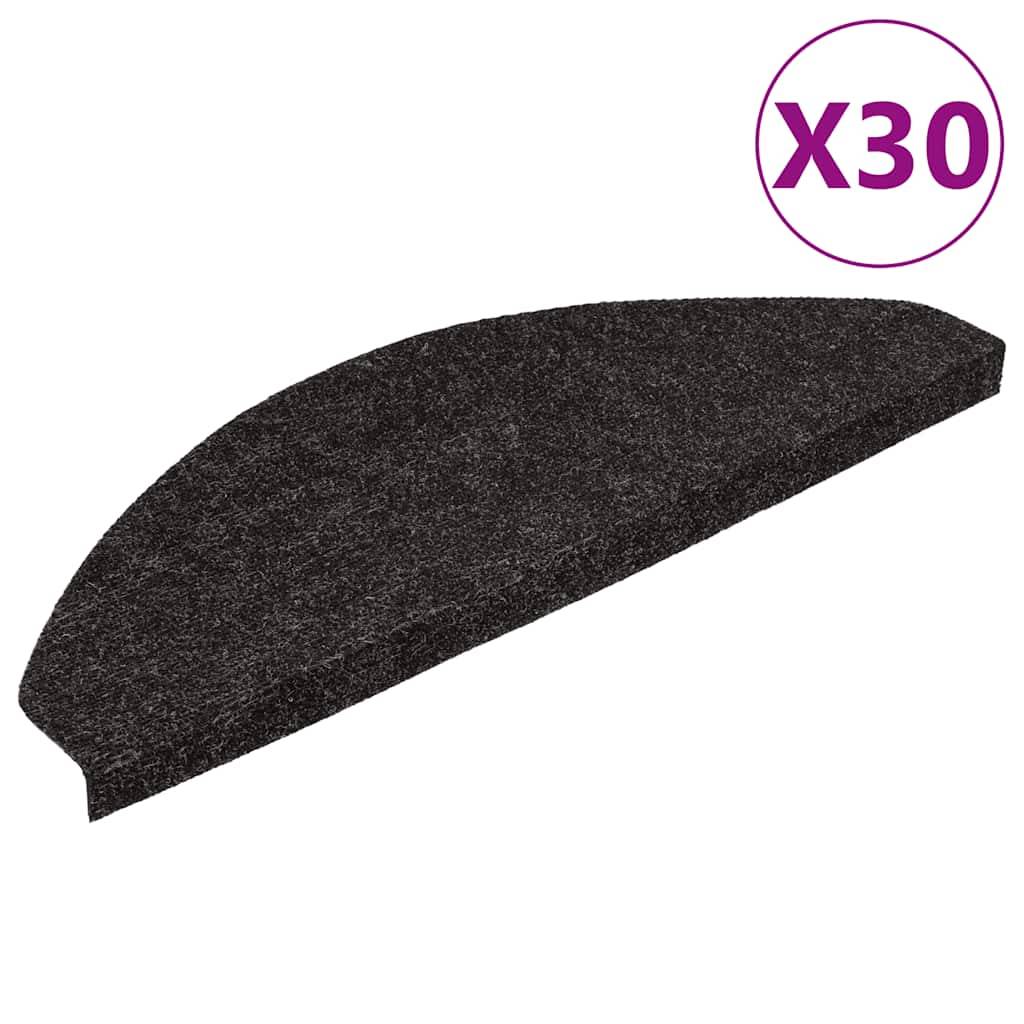 vidaXL Stufenmatten Selbstklebend 30 Stk. Schwarz 56x17x3 cm