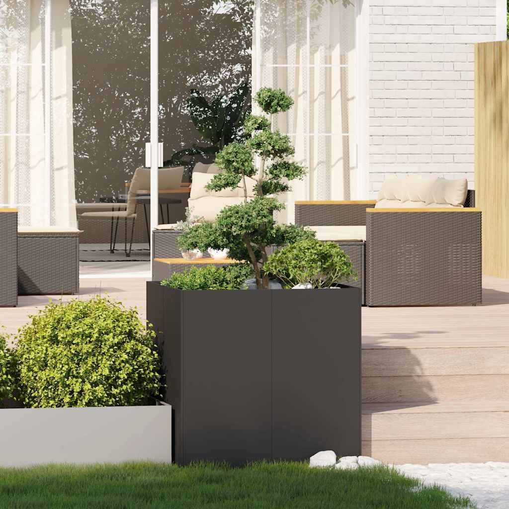 vidaXL Pflanzkübel Schwarz 80x80x80 cm Stahl