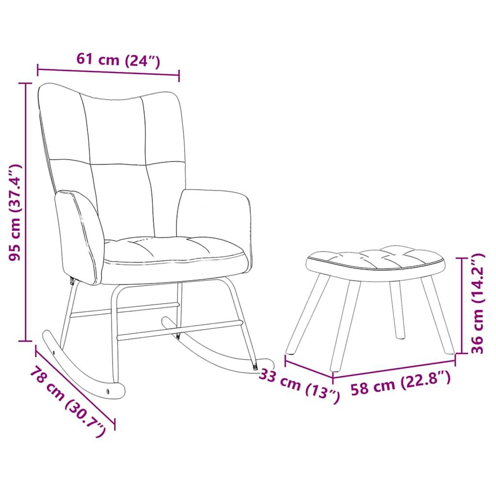vidaXL Schaukelstuhl mit Fußhocker Braun Stoff