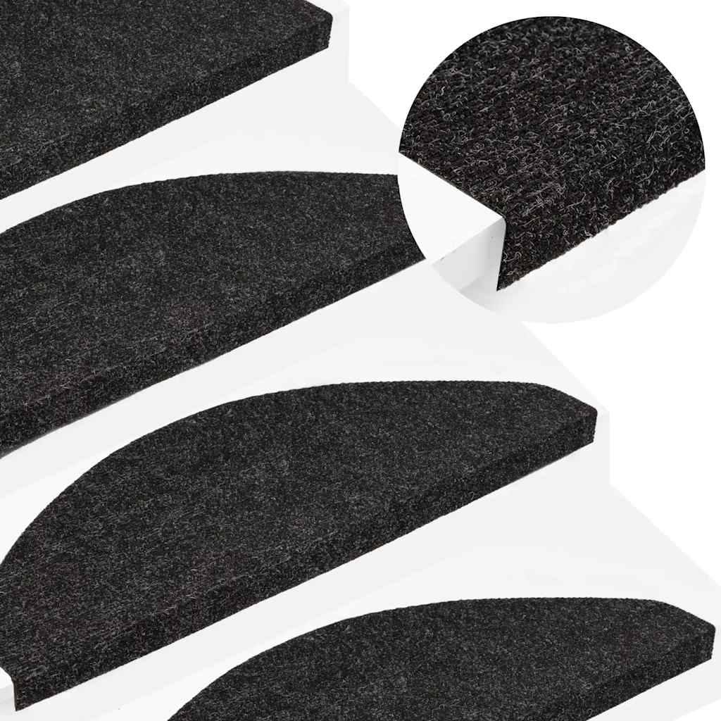 vidaXL Stufenmatten Selbstklebend 30 Stk. Schwarz 56x17x3 cm
