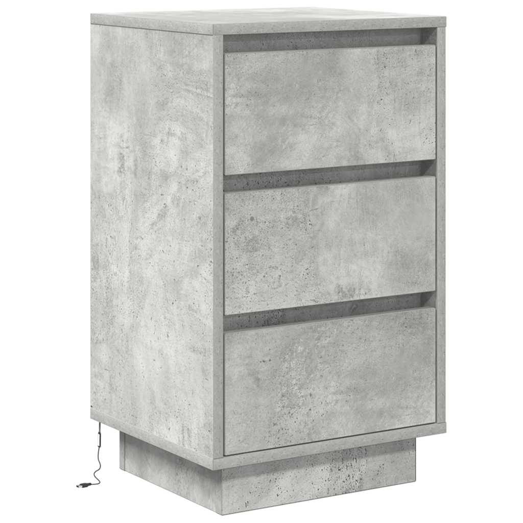 vidaXL Nachttisch mit LED-Leuchten Betongrau 38x34x65 cm