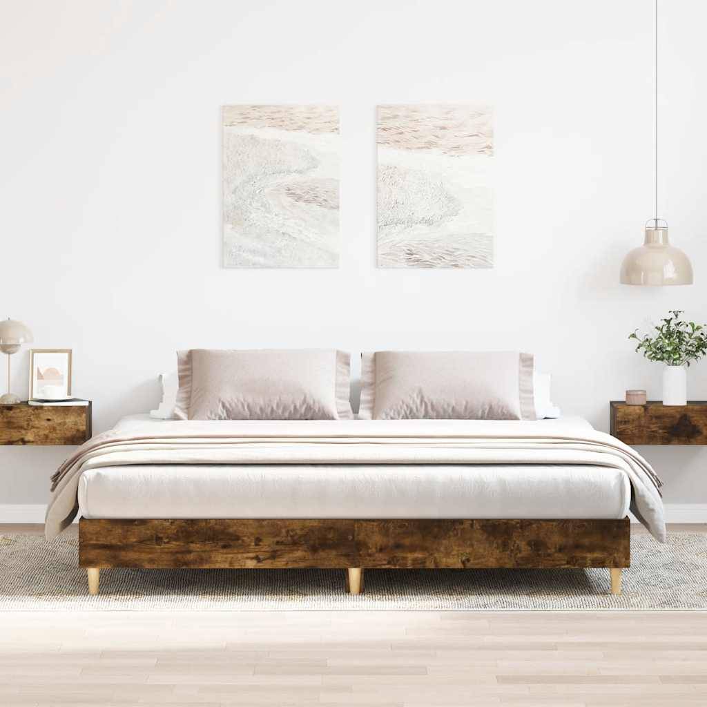 vidaXL Bettgestell ohne Matratze Räuchereiche 200x200 cm Holzwerkstoff