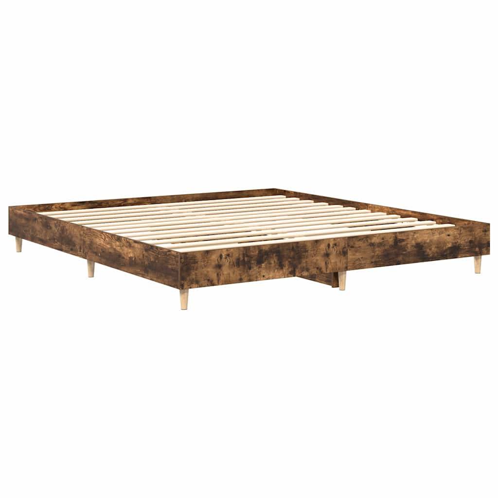 vidaXL Bettgestell ohne Matratze Räuchereiche 200x200 cm Holzwerkstoff