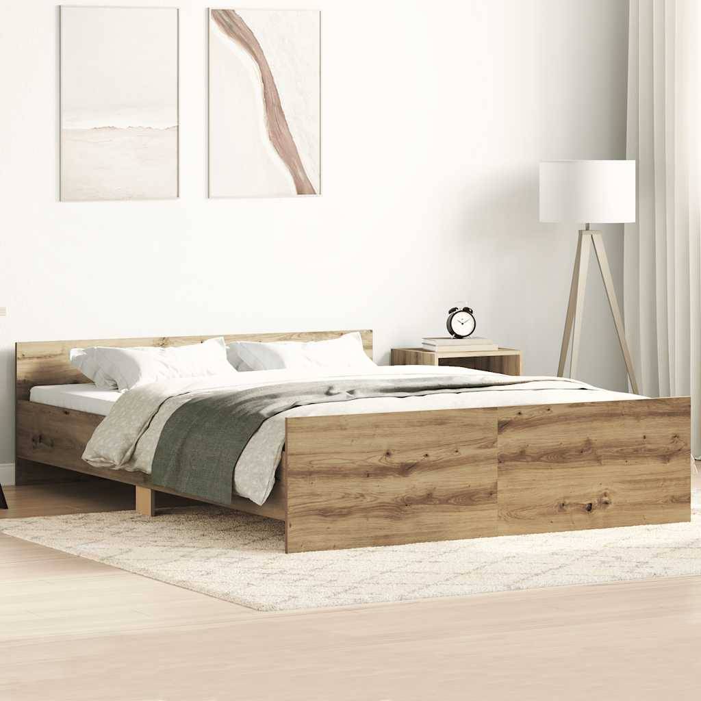 vidaXL Bettgestell ohne Matratze Artisan-Eiche 140x190cm Holzwerkstoff