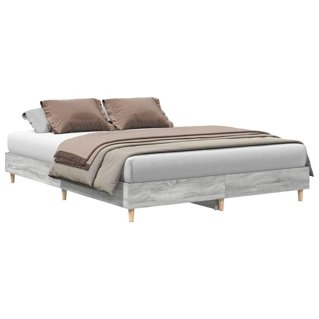 vidaXL Bettgestell ohne Matratze Grau Sonoma 140x200 cm Holzwerkstoff