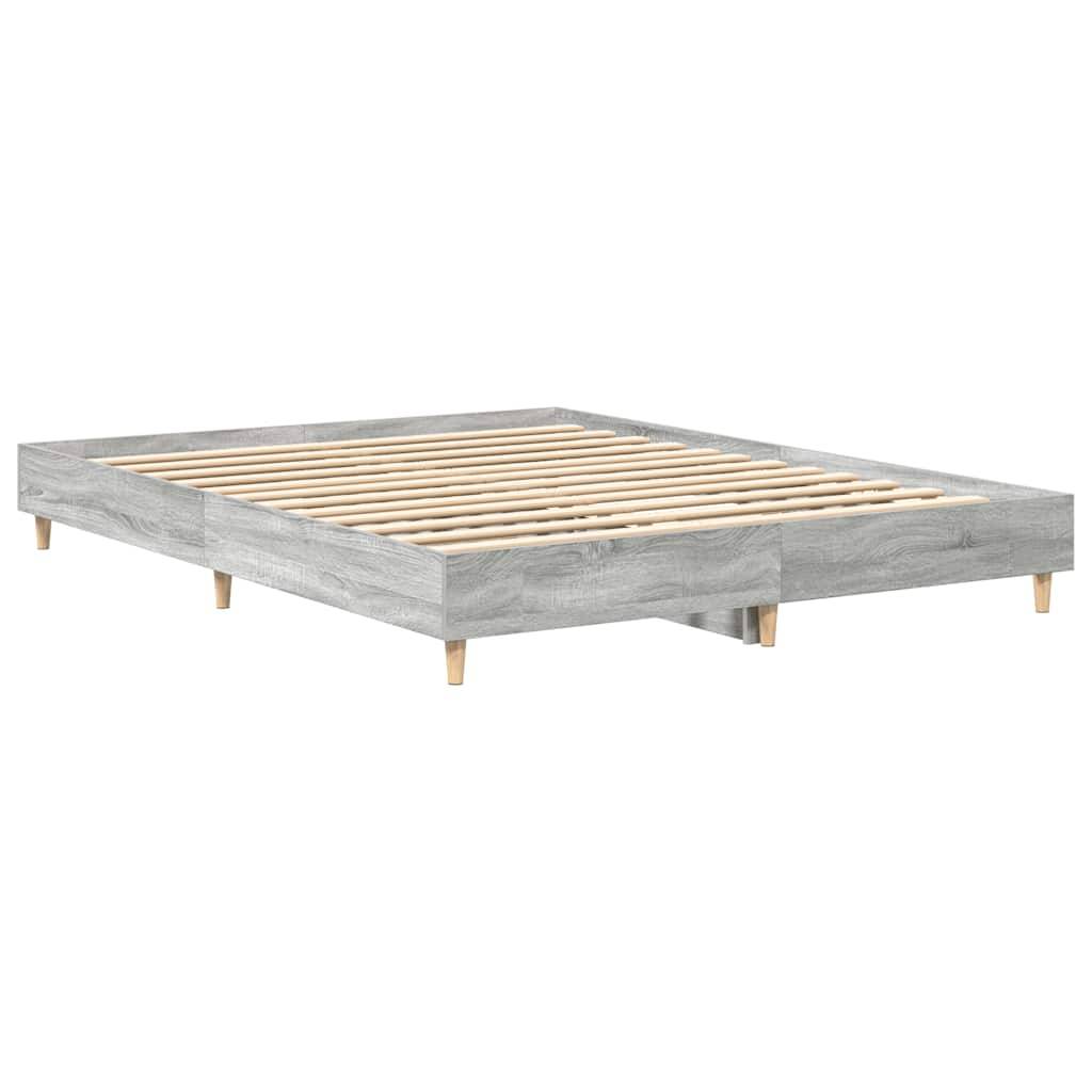 vidaXL Bettgestell ohne Matratze Grau Sonoma 140x200 cm Holzwerkstoff