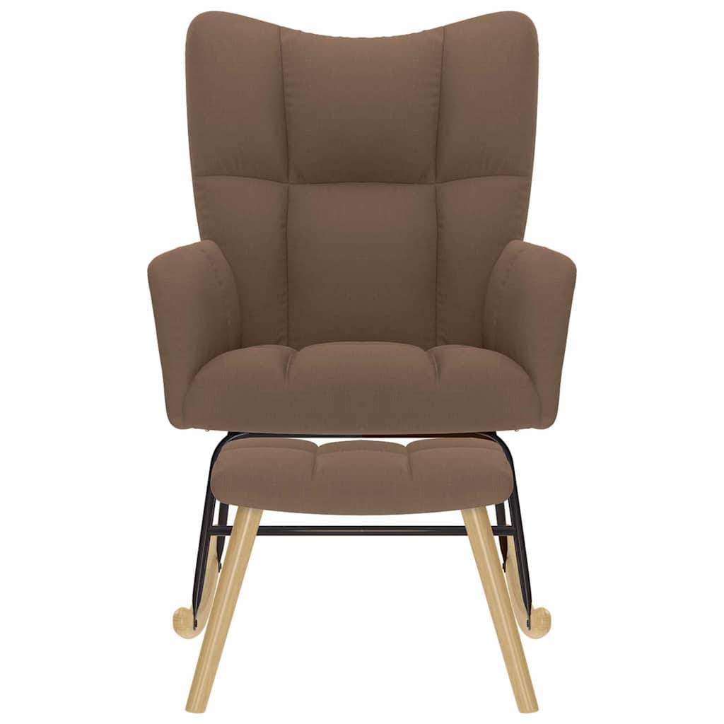 vidaXL Schaukelstuhl mit Fußhocker Braun Stoff