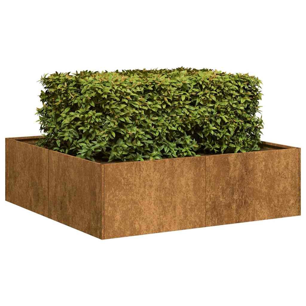 vidaXL Pflanzkübel Rostig 100x100x30 cm Wetterfester Stahl