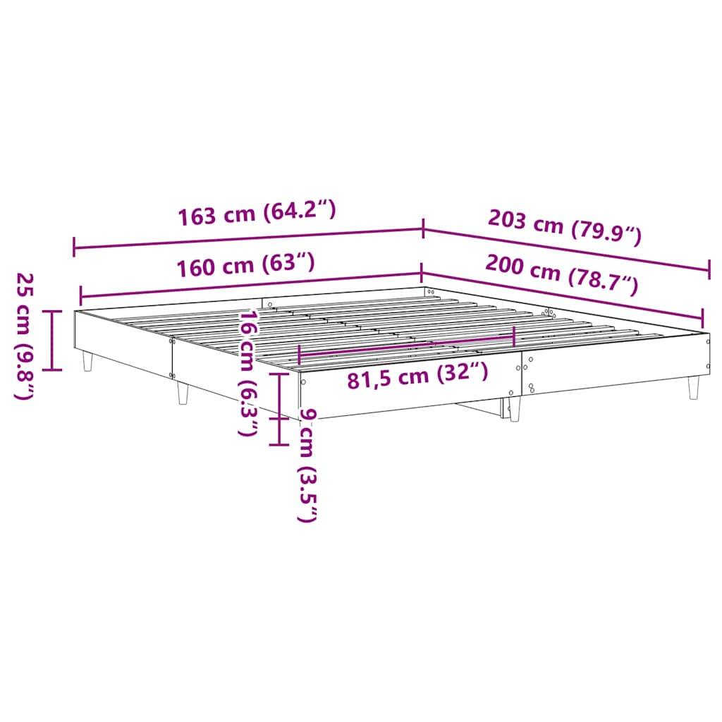 vidaXL Bettgestell ohne Matratze Weiß 160x200 cm Holzwerkstoff