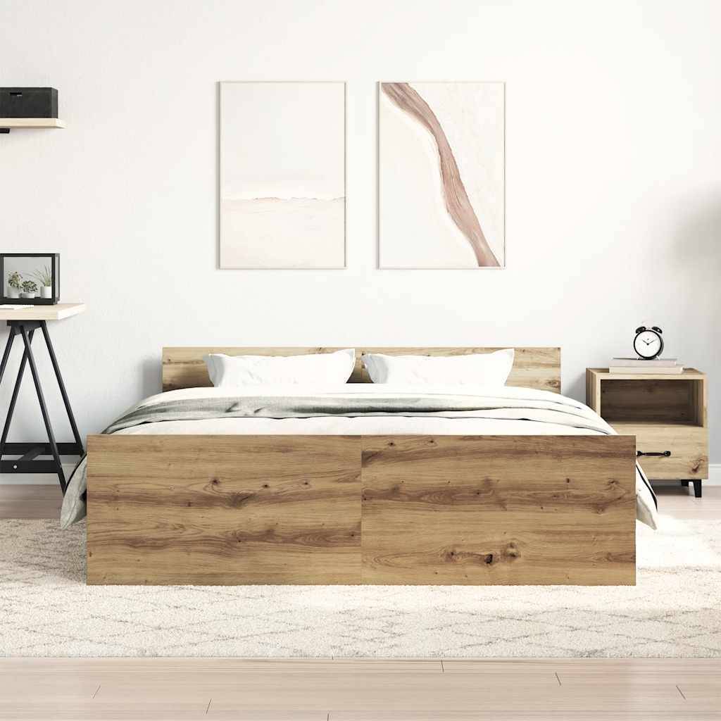 vidaXL Bettgestell ohne Matratze Artisan-Eiche 140x190cm Holzwerkstoff