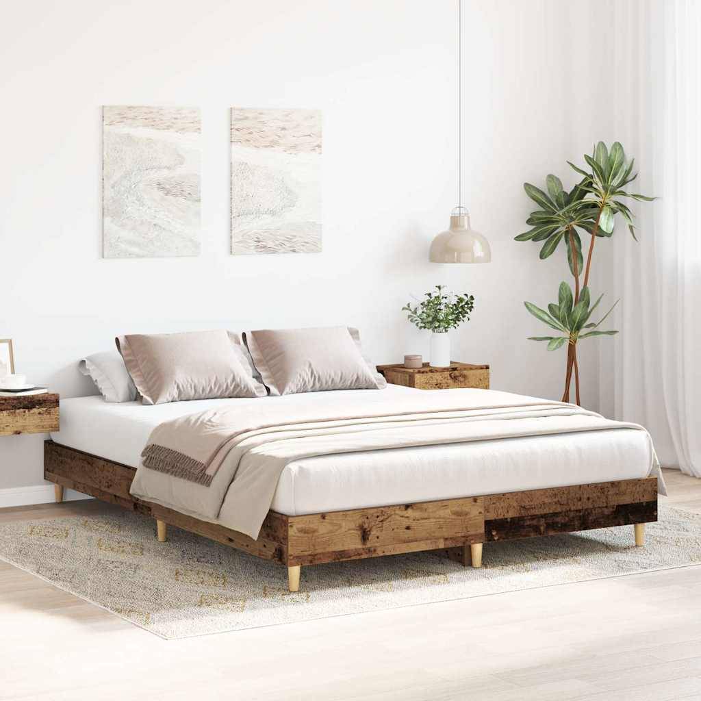 vidaXL Bettgestell ohne Matratze Altholz-Optik 140x200cm Holzwerkstoff