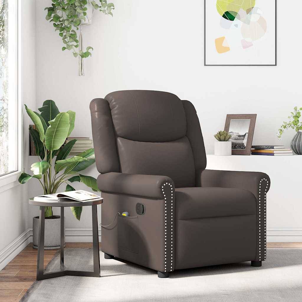 vidaXL Massagesessel Braun Glänzendes Kunstleder