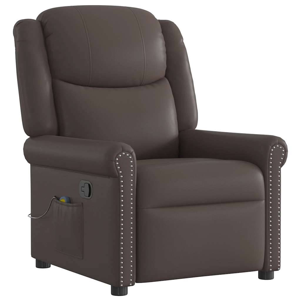 vidaXL Massagesessel Braun Glänzendes Kunstleder