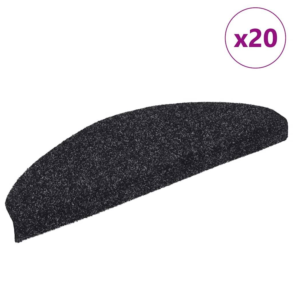 vidaXL Stufenmatten Selbstklebend 20 Stk. Schwarz 65x21x4 cm
