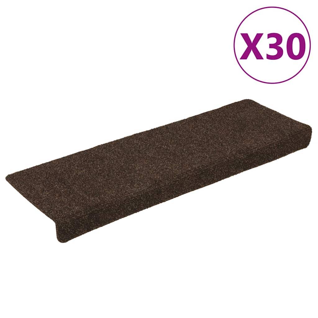 vidaXL Stufenmatten Selbstklebend 30 Stk. Braun 65x21x4 cm
