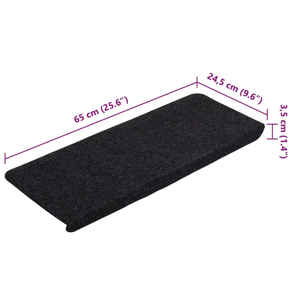 vidaXL Stufenmatten Selbstklebend 15 Stk. 65x24,5x3,5 cm Schwarz