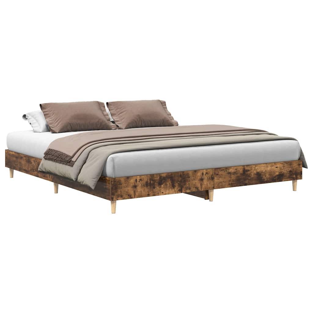 vidaXL Bettgestell ohne Matratze Räuchereiche 200x200 cm Holzwerkstoff