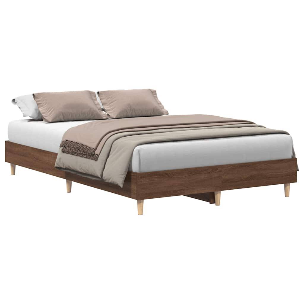 vidaXL Bettgestell ohne Matratze Braun Eichen-Optik 135x190 cm