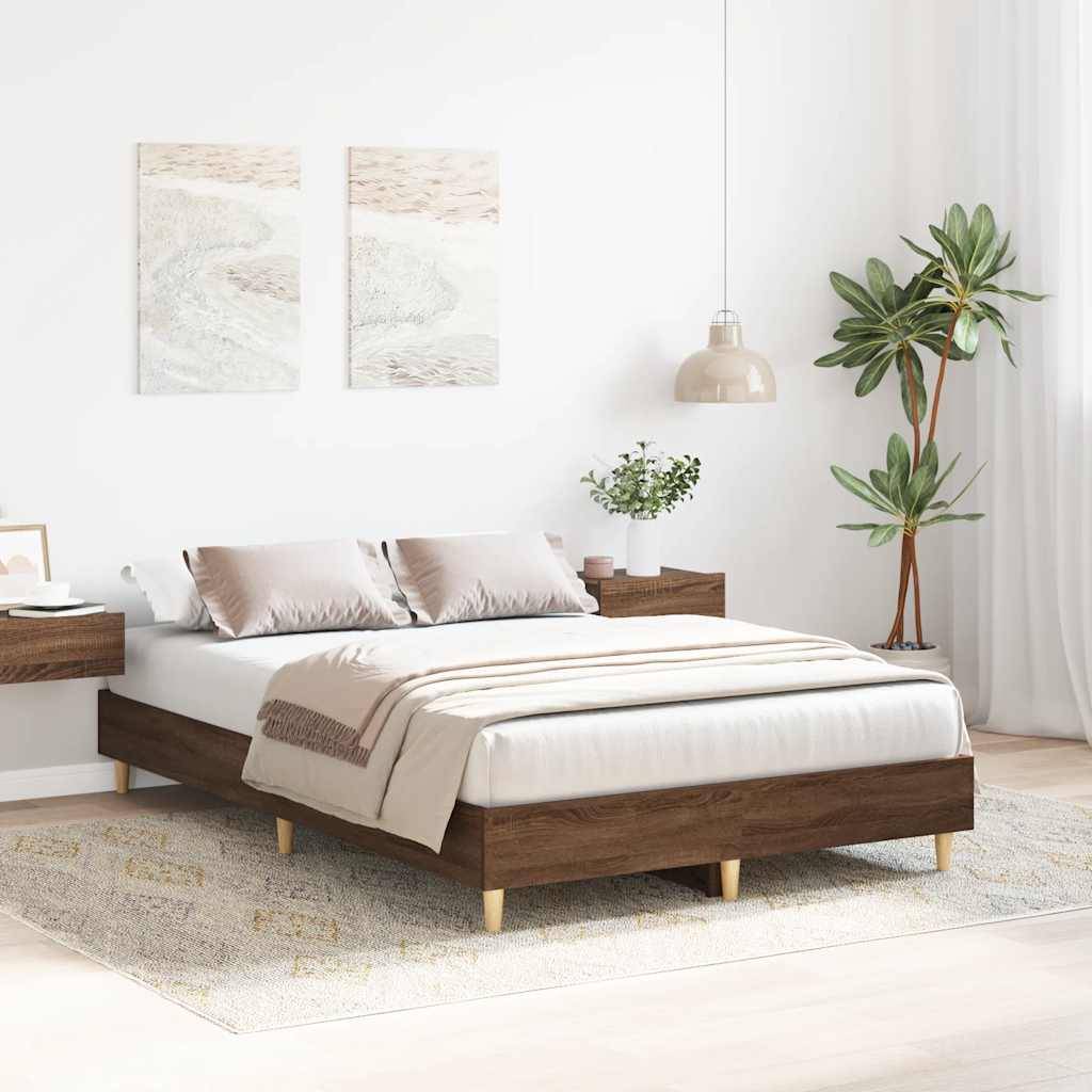 vidaXL Bettgestell ohne Matratze Braun Eichen-Optik 135x190 cm
