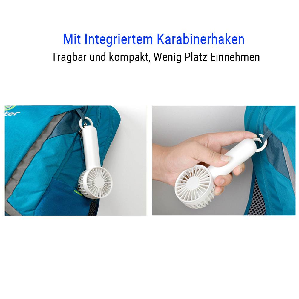 Handventilator Tragbarer Ventilator Vertikaler Tischventilator Desktop-Ventilator mit Bergsteigerschnalle