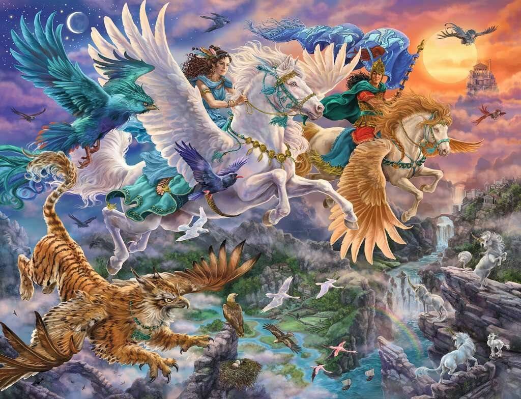 Original Ravensburger Quality Puzzle Auf dem Pegasus durch die Lüfte (2000 Teile)