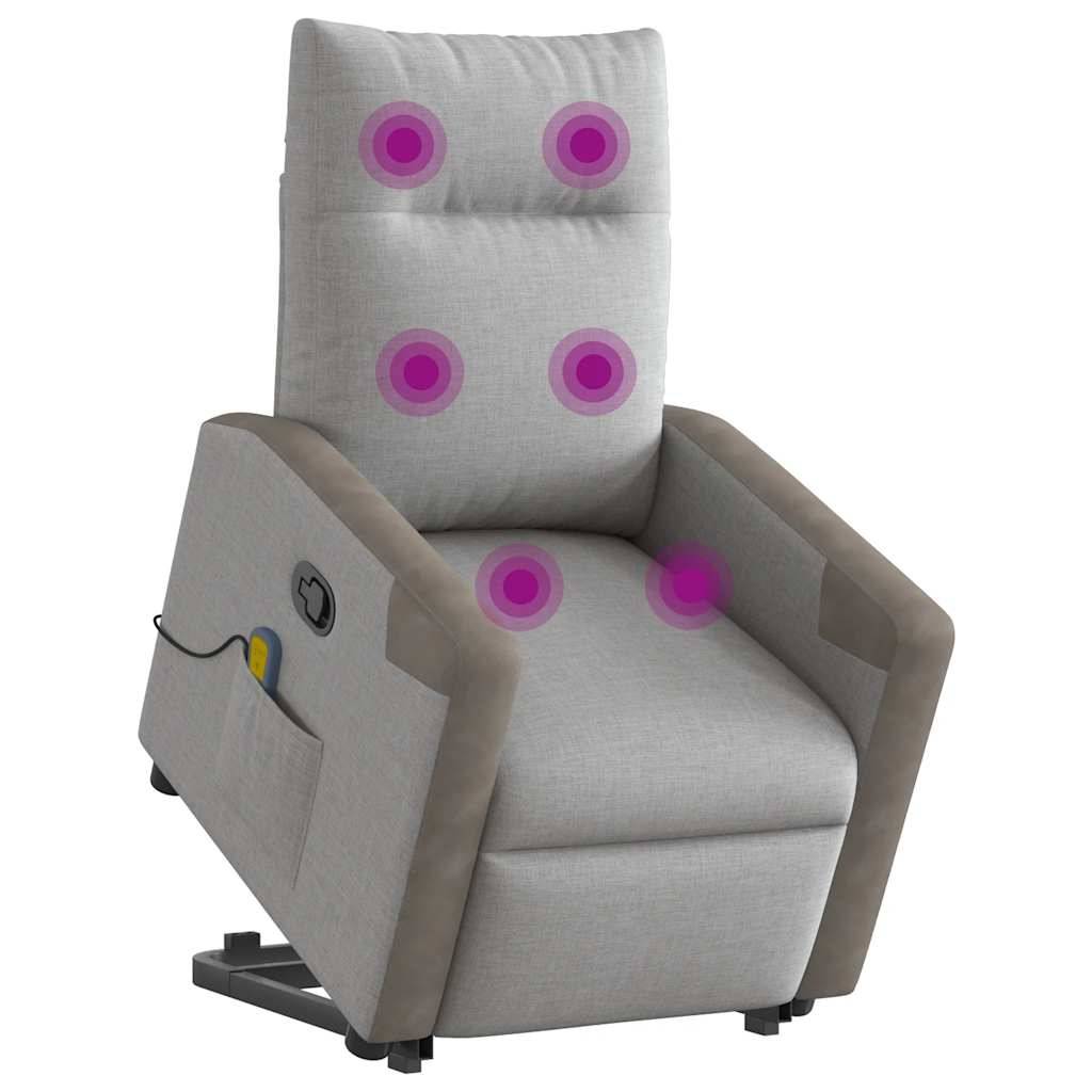 vidaXL Massagesessel mit Aufstehhilfe Wolkengrau Stoff