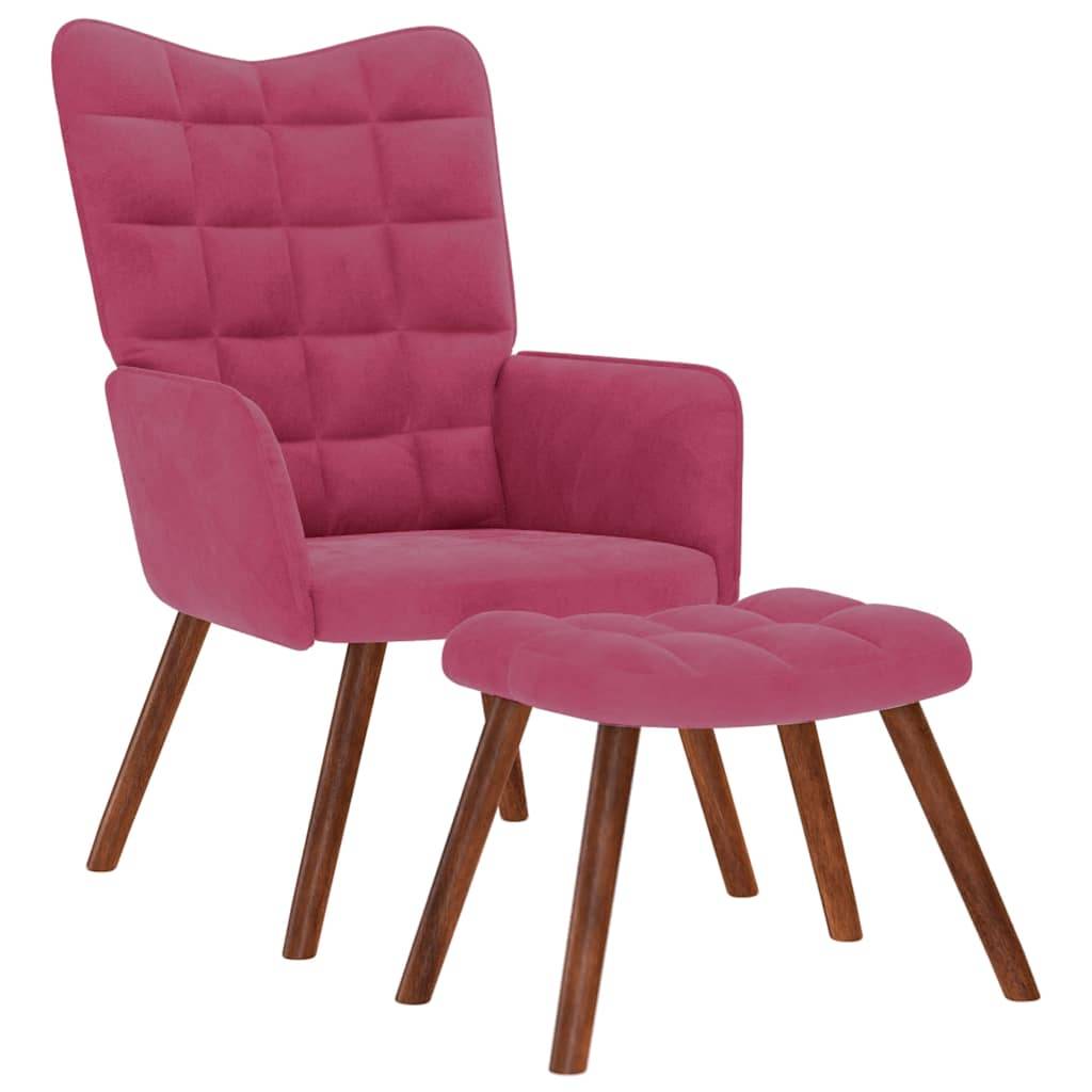 vidaXL Relaxsessel mit Hocker Weinrot Samt