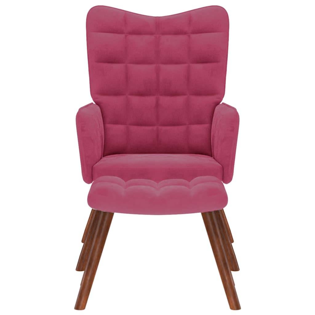 vidaXL Relaxsessel mit Hocker Weinrot Samt