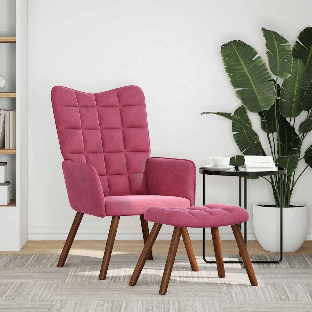 vidaXL Relaxsessel mit Hocker Weinrot Samt