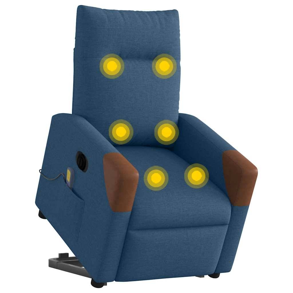 vidaXL Massagesessel mit Aufstehhilfe Elektrisch Blau Stoff